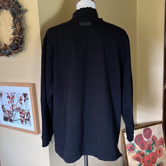 RALPH LAUREN Size 1X Mockneck 1/4 Zip Black & Silver HW Pocket Leather Trim PREP - Picture 7 of 16